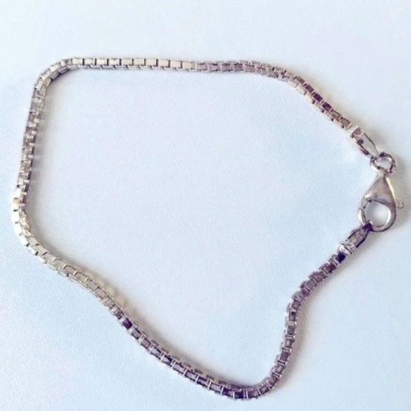 Sterling 925 Silver Box Link Bracelet - Picture 1 of 4